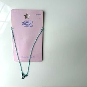 NWT More Than Magic Girls Teal Glitter Modern Fashion Necklace T Locket One Size